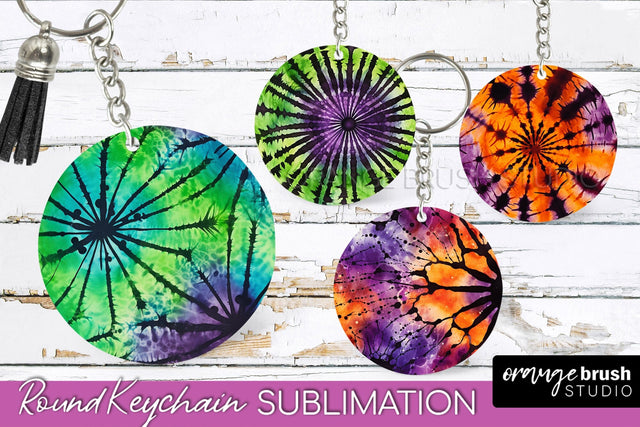 Halloween Tie Dye Keychain - Tie Dye Keychain Sublimation Sublimation OrangeBrushStudio 