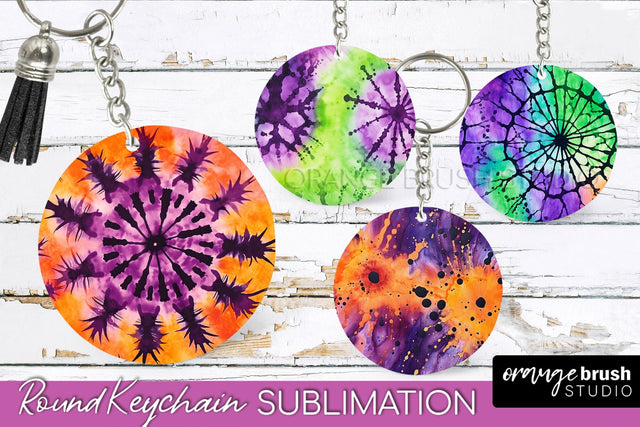 Halloween Tie Dye Keychain - Tie Dye Keychain Sublimation Sublimation OrangeBrushStudio 