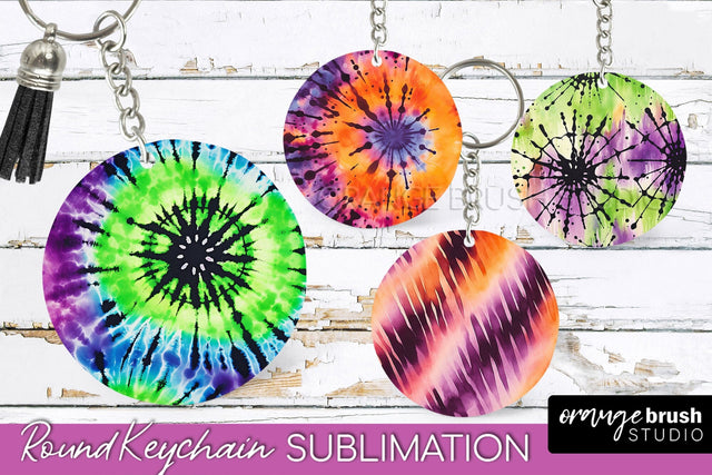 Halloween Tie Dye Keychain - Tie Dye Keychain Sublimation Sublimation OrangeBrushStudio 