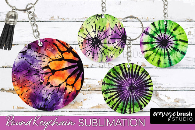 Halloween Tie Dye Keychain - Tie Dye Keychain Sublimation Sublimation OrangeBrushStudio 