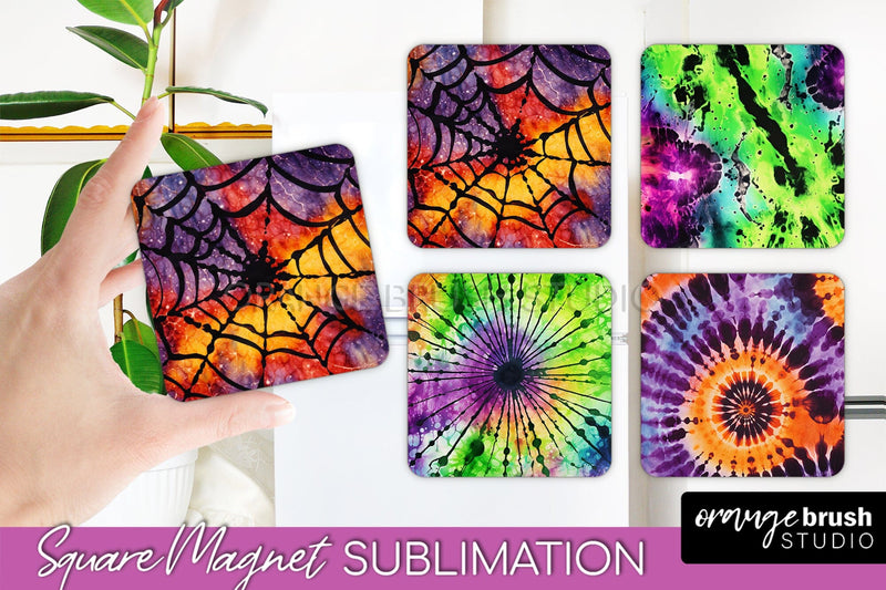 Halloween Tie Dye Magnet Sublimation PNG Design Sublimation OrangeBrushStudio 