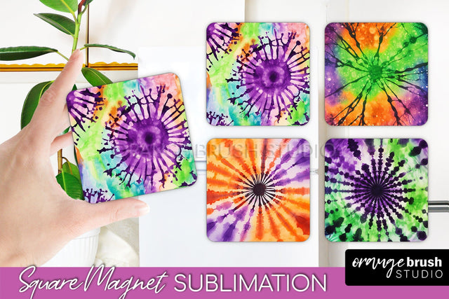 Halloween Tie Dye Magnet Sublimation PNG Design Sublimation OrangeBrushStudio 