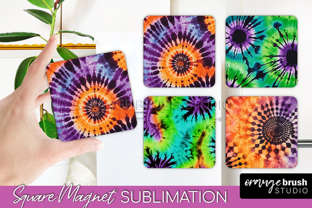 Halloween Tie Dye Magnet Sublimation PNG Design Sublimation OrangeBrushStudio 