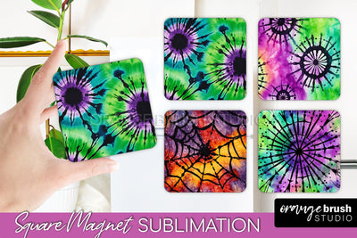 Halloween Tie Dye Magnet Sublimation PNG Design Sublimation OrangeBrushStudio 