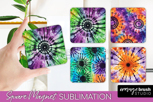 Halloween Tie Dye Magnet Sublimation PNG Design Sublimation OrangeBrushStudio 