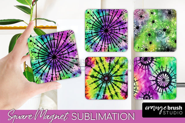 Halloween Tie Dye Magnet Sublimation PNG Design Sublimation OrangeBrushStudio 