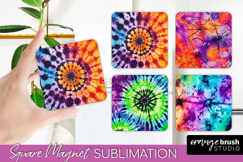 Halloween Tie Dye Magnet Sublimation PNG Design Sublimation OrangeBrushStudio 