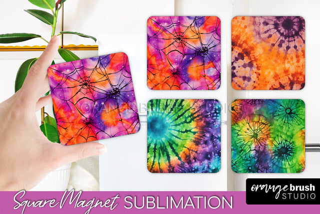 Halloween Tie Dye Magnet Sublimation PNG Design Sublimation OrangeBrushStudio 