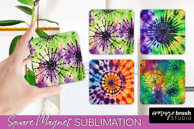 Halloween Tie Dye Magnet Sublimation PNG Design Sublimation OrangeBrushStudio 