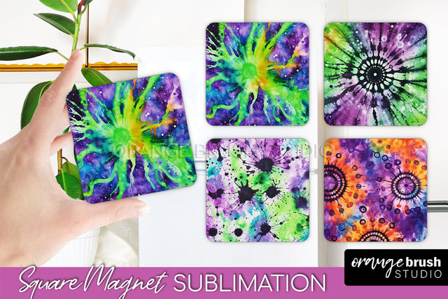 Halloween Tie Dye Magnet Sublimation PNG Design Sublimation OrangeBrushStudio 