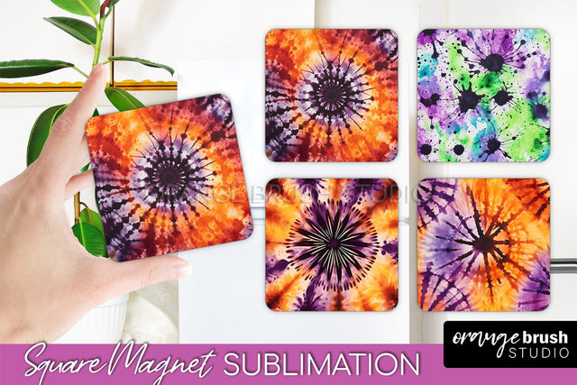 Halloween Tie Dye Magnet Sublimation PNG Design Sublimation OrangeBrushStudio 