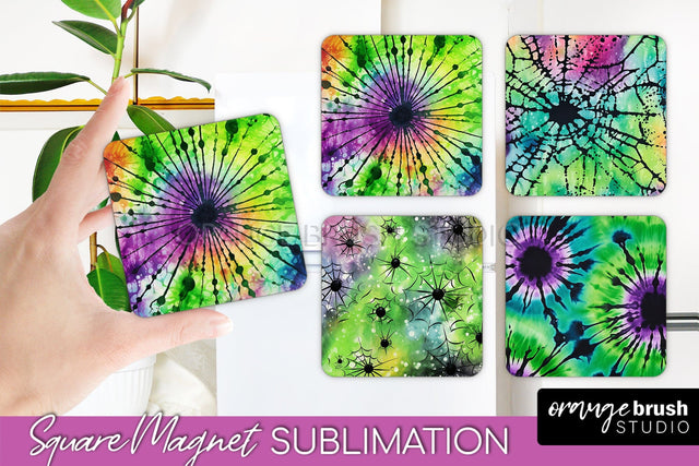 Halloween Tie Dye Magnet Sublimation PNG Design Sublimation OrangeBrushStudio 