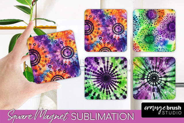 Halloween Tie Dye Magnet Sublimation PNG Design Sublimation OrangeBrushStudio 