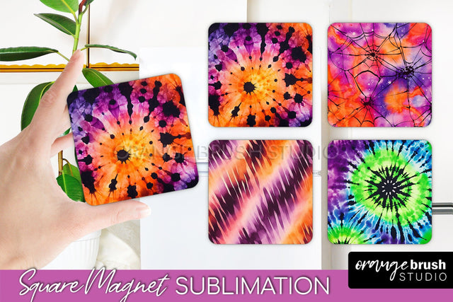 Halloween Tie Dye Magnet Sublimation PNG Design Sublimation OrangeBrushStudio 