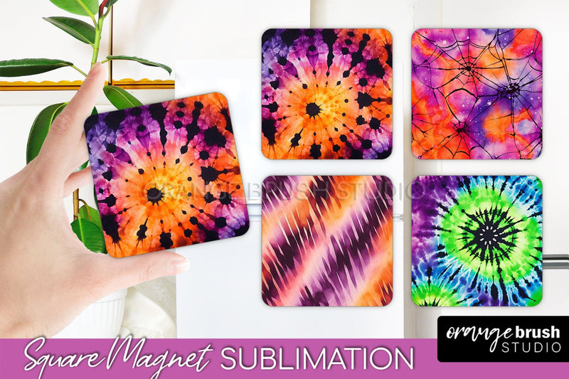 Halloween Tie Dye Magnet Sublimation PNG Design Sublimation OrangeBrushStudio 