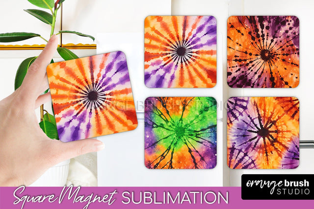 Halloween Tie Dye Magnet Sublimation PNG Design Sublimation OrangeBrushStudio 