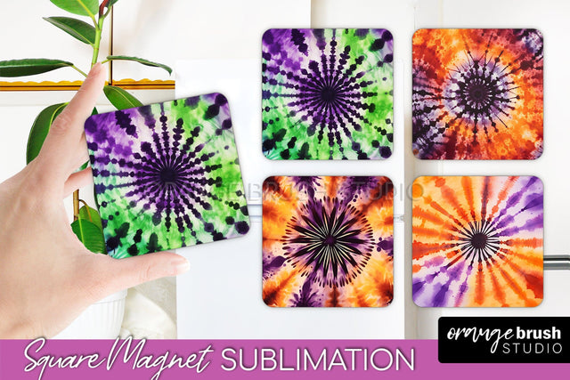 Halloween Tie Dye Magnet Sublimation PNG Design Sublimation OrangeBrushStudio 