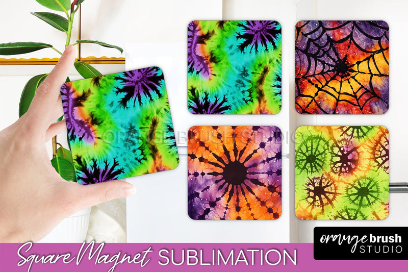 Halloween Tie Dye Magnet Sublimation PNG Design Sublimation OrangeBrushStudio 