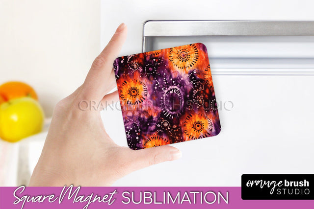 Halloween Tie Dye Magnet Sublimation PNG Design Sublimation OrangeBrushStudio 