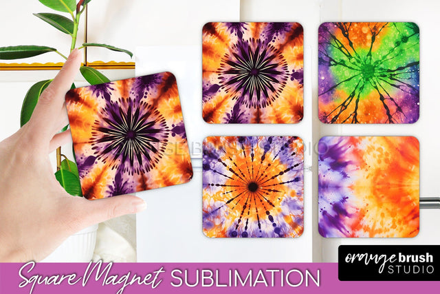 Halloween Tie Dye Magnet Sublimation PNG Design Sublimation OrangeBrushStudio 