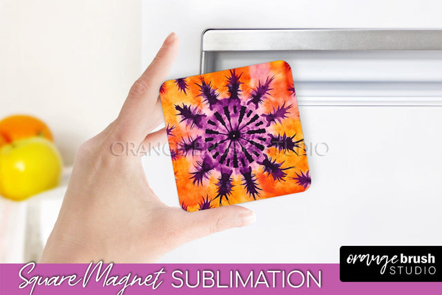 Halloween Tie Dye Magnet Sublimation PNG Design Sublimation OrangeBrushStudio 
