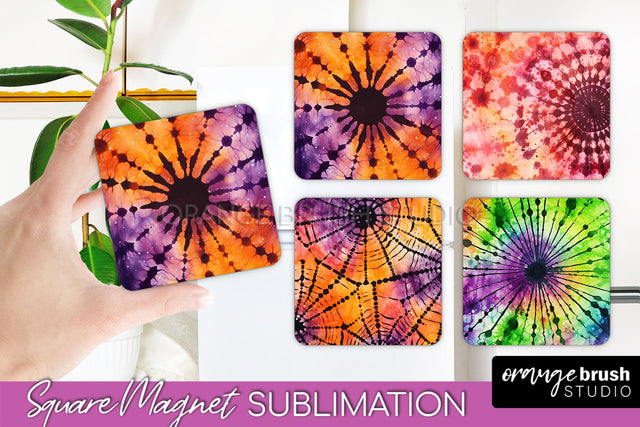 Halloween Tie Dye Magnet Sublimation PNG Design Sublimation OrangeBrushStudio 