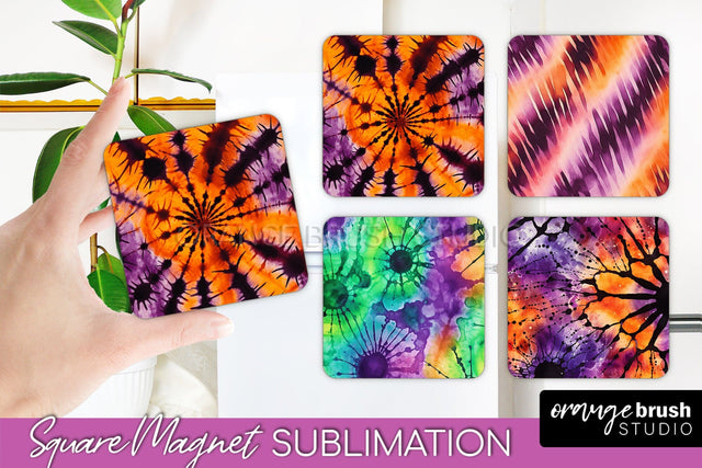 Halloween Tie Dye Magnet Sublimation PNG Design Sublimation OrangeBrushStudio 