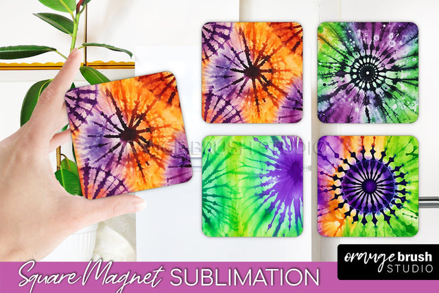 Halloween Tie Dye Magnet Sublimation PNG Design Sublimation OrangeBrushStudio 