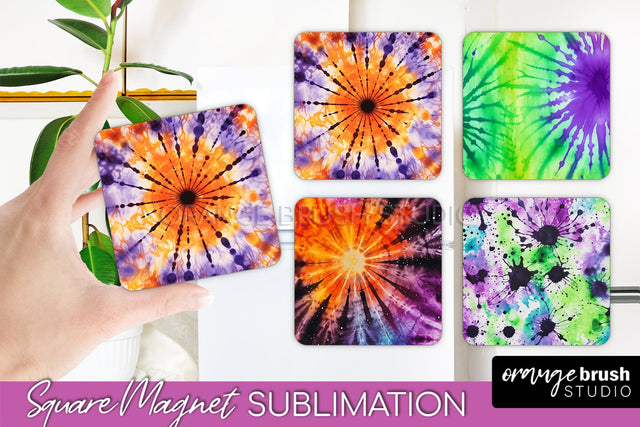 Halloween Tie Dye Magnet Sublimation PNG Design Sublimation OrangeBrushStudio 
