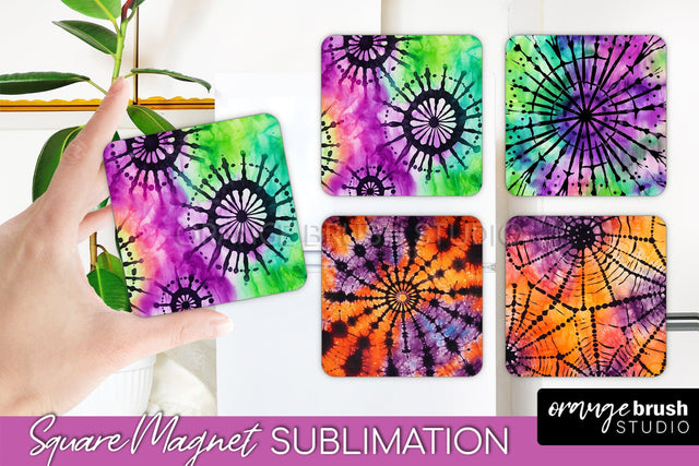 Halloween Tie Dye Magnet Sublimation PNG Design Sublimation OrangeBrushStudio 