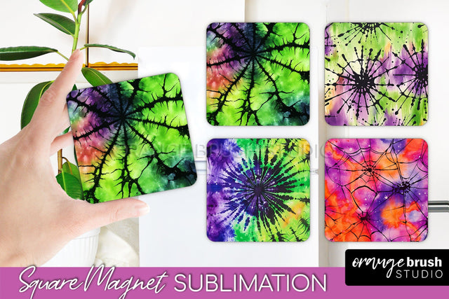 Halloween Tie Dye Magnet Sublimation PNG Design Sublimation OrangeBrushStudio 