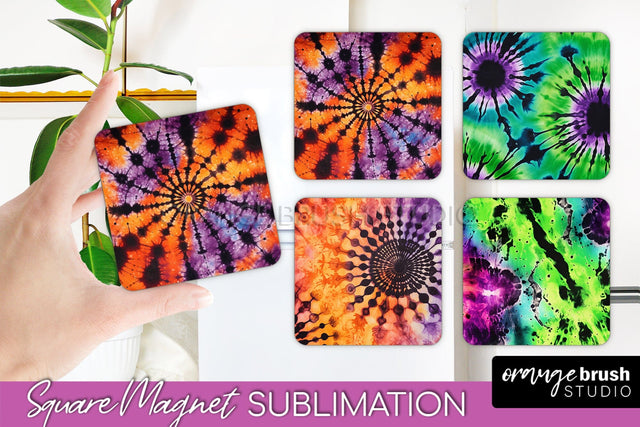 Halloween Tie Dye Magnet Sublimation PNG Design Sublimation OrangeBrushStudio 