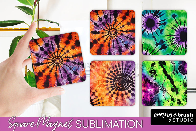 Halloween Tie Dye Magnet Sublimation PNG Design Sublimation OrangeBrushStudio 