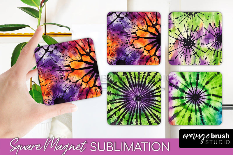 Halloween Tie Dye Magnet Sublimation PNG Design Sublimation OrangeBrushStudio 