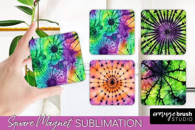 Halloween Tie Dye Magnet Sublimation PNG Design Sublimation OrangeBrushStudio 