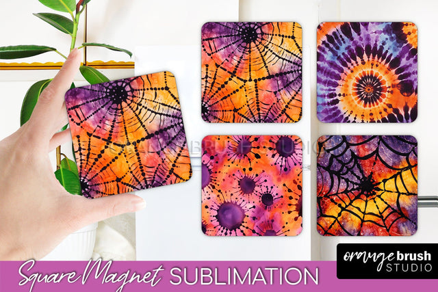 Halloween Tie Dye Magnet Sublimation PNG Design Sublimation OrangeBrushStudio 