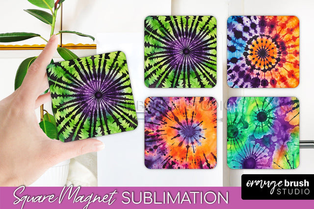 Halloween Tie Dye Magnet Sublimation PNG Design Sublimation OrangeBrushStudio 