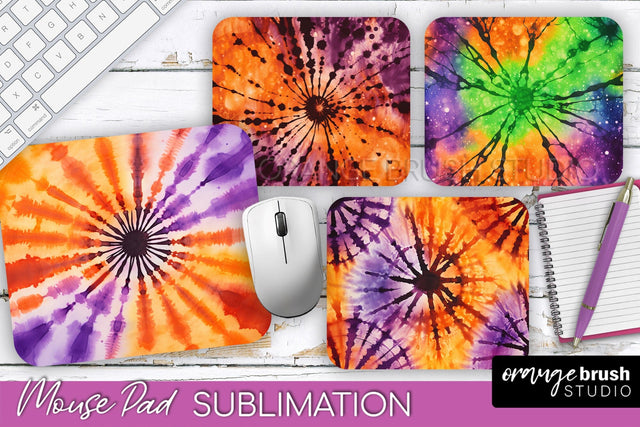 Halloween Tie Dye Mouse Pad - Tie Dye Mousepad Sublimation Sublimation OrangeBrushStudio 