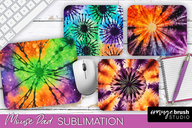 Halloween Tie Dye Mouse Pad - Tie Dye Mousepad Sublimation Sublimation OrangeBrushStudio 