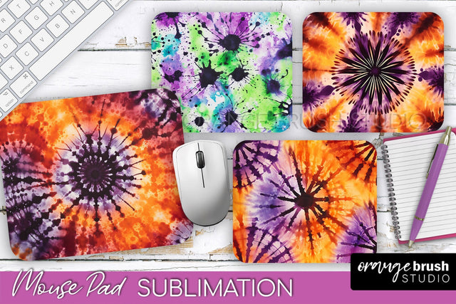 Halloween Tie Dye Mouse Pad - Tie Dye Mousepad Sublimation Sublimation OrangeBrushStudio 