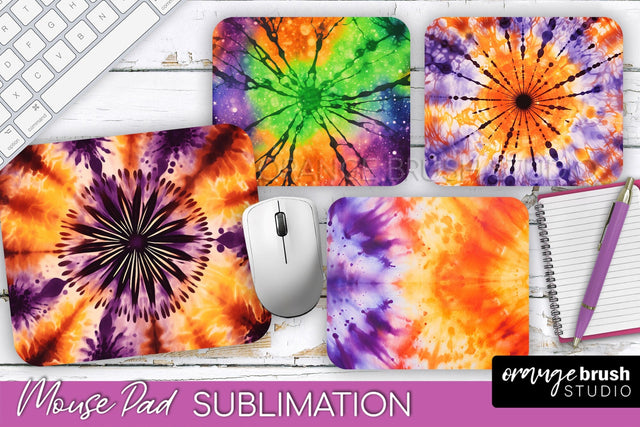 Halloween Tie Dye Mouse Pad - Tie Dye Mousepad Sublimation Sublimation OrangeBrushStudio 