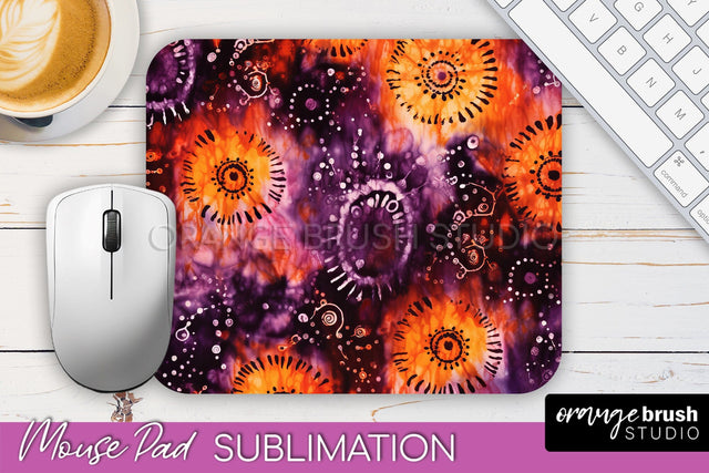 Halloween Tie Dye Mouse Pad - Tie Dye Mousepad Sublimation Sublimation OrangeBrushStudio 
