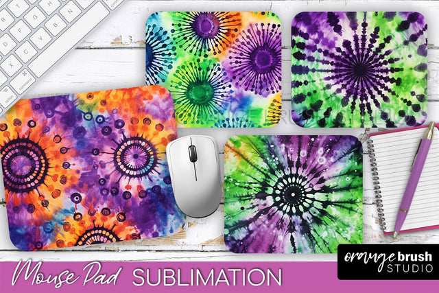 Halloween Tie Dye Mouse Pad - Tie Dye Mousepad Sublimation Sublimation OrangeBrushStudio 