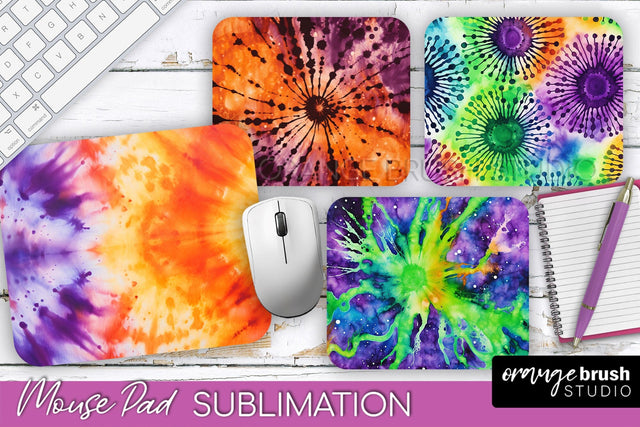 Halloween Tie Dye Mouse Pad - Tie Dye Mousepad Sublimation Sublimation OrangeBrushStudio 