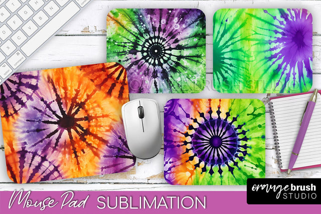 Halloween Tie Dye Mouse Pad - Tie Dye Mousepad Sublimation Sublimation OrangeBrushStudio 