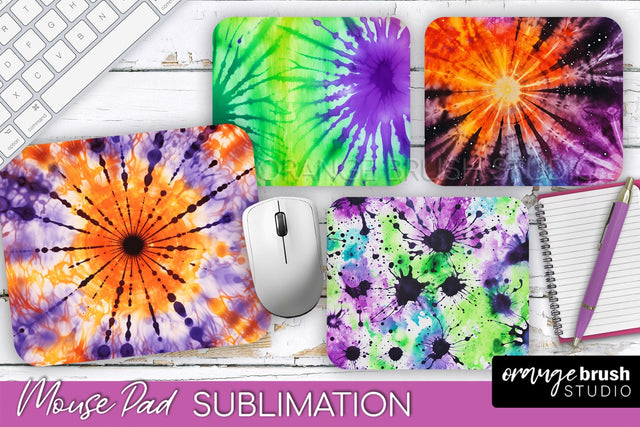 Halloween Tie Dye Mouse Pad - Tie Dye Mousepad Sublimation Sublimation OrangeBrushStudio 