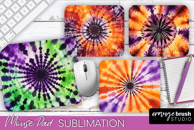 Halloween Tie Dye Mouse Pad - Tie Dye Mousepad Sublimation Sublimation OrangeBrushStudio 