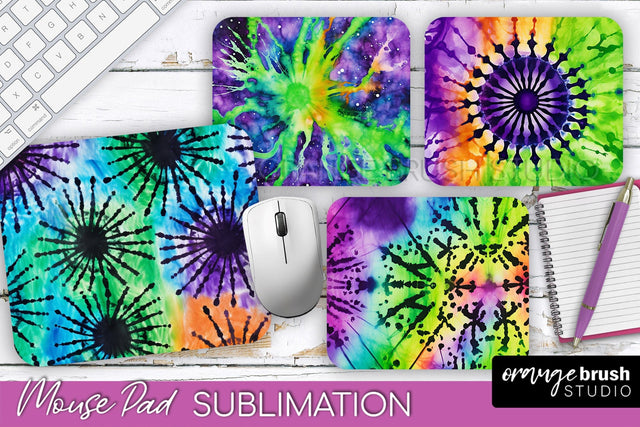 Halloween Tie Dye Mouse Pad - Tie Dye Mousepad Sublimation Sublimation OrangeBrushStudio 