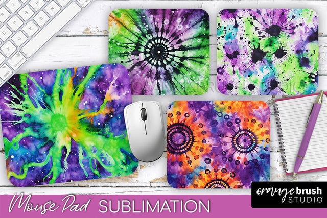 Halloween Tie Dye Mouse Pad - Tie Dye Mousepad Sublimation Sublimation OrangeBrushStudio 
