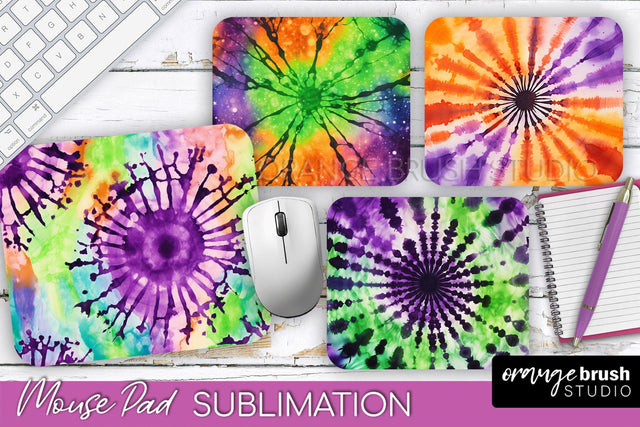 Halloween Tie Dye Mouse Pad - Tie Dye Mousepad Sublimation Sublimation OrangeBrushStudio 